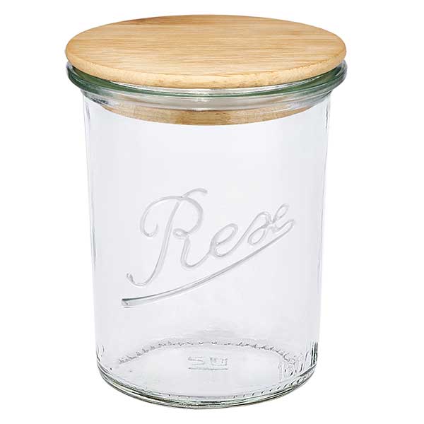 REX Glas mit Holzdeckel