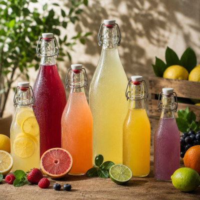 b&uuml;gelflaschen und - gl&auml;ser f&uuml;r cocktails und limonaden