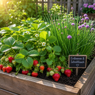 Erdbeeren mögen Schnittlauch