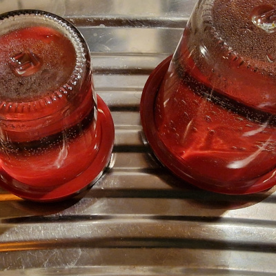 WECK Glas RR60/RR80 mit Silikondeckel &uuml;ber Nacht kopf&uuml;ber